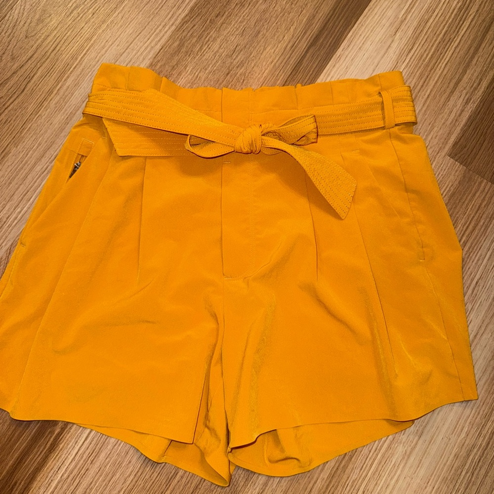 Athleta High Waist Yellow Shorts with Belt